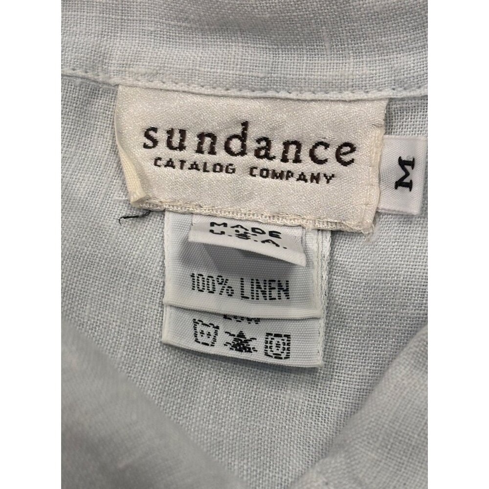 Sundance Catalog Linen Western Shirt Women M Pearl Snap Cowboy Boho USA Made - Picture 5 of 10